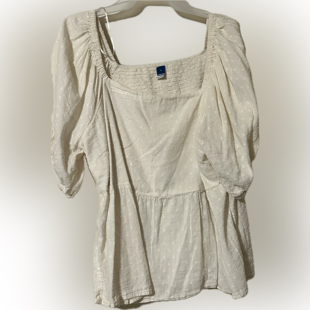 Old Navy Beige Bubble Sleeve Women’s Blouse-2X